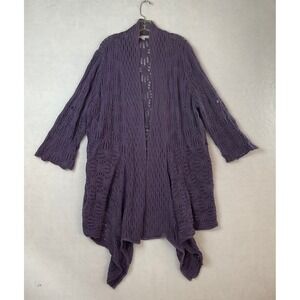 Woman Within Purple Pointelle Knit Sharkbite Open Front Cardigan Plus Size 2X